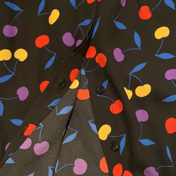 NEW ModCloth Cherry Print Bow Top Size Large Retro NWT - Picture 9 of 11